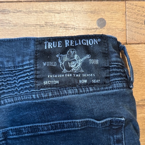True Religion Rocco Moto Dark Blue Skinny Jeans - Picture 4 of 8